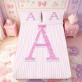 thumbnail image 1 of Manfei Pink Bling Letter A Print Fitted Sheet Full,Minimalist Geometric Lines Bed Set,3 Pieces,1 Fitted Sheet and 2 Pillowcases, 1 of 6
