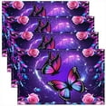 thumbnail image 1 of Manfei Pink Blue Butterfly Placemats Set of 4, Gradient Rose Blossoms Table Mats for Dining Table Set of 4, Purple Galaxy Table Place Mats for in Door Dining, Stylish Room Decoration, 1 of 4