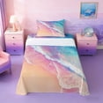 thumbnail image 1 of Manfei Pink Blue Wave Beach Twin Sheet Sets for Kids Boys and Girls, Coastal Ocean Print Bedding 3-Piece, 1 Flat Sheet, 1 Fitted Sheet and 1 Pillowcase, 1 of 6