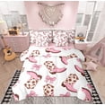 thumbnail image 1 of Manfei Pink Boot Bed in a Bag King size, Western Cactus Bed Set, Cowboy Cowgirl Reversible Bedding King Size, Lightweight Bedroom Decoration, 7pcs, 1 of 6