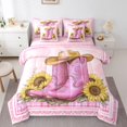 thumbnail image 1 of Manfei Pink Boot Bedding Queen Size, Princess Cowgirl Bedding Sets Queen Size, Southwestern Reversible Comforter Sets with Sheets, Microfiber Room Decoration, 7-Piece, 1 of 6