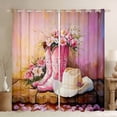 thumbnail image 1 of Manfei Pink Boot Curtains for Living Room, Princess Cowgirl Blackout Curtains for Bedroom, Southwestern Curtains Pack of 2 (42x63), Window Curtains Bedroom Decoration, 1 of 6