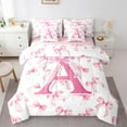 thumbnail image 1 of Manfei Pink Bow 7-Piece Twin Bedding Set,Initial Monogrammed,Kawaii Letter Personalized, 1 of 5