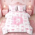thumbnail image 1 of Manfei Pink Bow 7 Pieces Bedding Comforter Set For Girls,Letter D Personalized Initial Full Bedding Set For Kids,Pink Reversible, 1 of 7