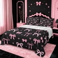 thumbnail image 1 of Manfei Pink Bow Bed Sheets For Girls,Dreamy Princess Style King Sheets For Kids,4pcs, 1 of 6