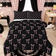 thumbnail image 1 of Manfei Pink Bow Black Star Full Size Comforter Sets for Girls, Dreamy Princess Style Bedding Sets, Black Reversible, 3 Pieces, 1 of 6