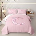 thumbnail image 1 of Manfei Pink Bow Letter C Twin Quilt Set for Girls, Princess Style Twin Coverlet Set, 1 of 7