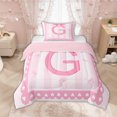 thumbnail image 1 of Manfei Pink Bow Letter G Print Twin Comforter Sets for Girls, Princess Ribbon Bedding Set, Pink Reversible, 2pcs, 1 of 6