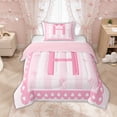 thumbnail image 1 of Manfei Pink Bow Letter H Print Twin Comforter Sets for Girls, Princess Ribbon Bedding Set, Pink Reversible, 2 Pieces, 1 of 6