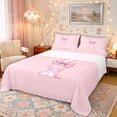 thumbnail image 1 of Manfei Pink Bow Letter I Full Size Sheets for Girls, Princess Style Bed Sheets, 4pcs, 1 of 5