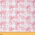 thumbnail image 1 of Manfei Pink Bow Tie Fabric by the Yard (1 Yard) for Girls, Princess Buffalo Check Decorative Fabric by the Yard, Love Heart Printed DIY Fabric, 1 of 6