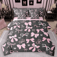 thumbnail image 1 of Manfei Pink Bow Tie Twin Bedding Sets 7pcs for Kids Girls, Princess Style Bedding Comforter Set, Girly Cute Bowknot Sheet Sets, Super Cozy Room Decor, 1 of 8