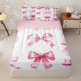thumbnail image 1 of Manfei Pink Bow Zipper Twin Comforter Sets with Fitted Sheet and 2 Pillowcases For Girl,Coquette Bowknot Style Zipper Bedding Set For Kids,Pink Reversible,4 Pieces, 1 of 7