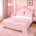 thumbnail image 1 of Manfei Pink Bowknot Bed Sheets For Girl,Dreamy Princess Style King Sheets For Kids,4 Pieces, 1 of 6