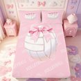 thumbnail image 1 of Manfei Pink Bowknot Fitted Sheet Full,3D Cartoon Volleyball Pattern Bed Set,3pcs,1 Fitted Sheet and 2 Pillowcases, 1 of 6