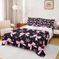 thumbnail image 1 of Manfei Pink Bowknot Full Size Sheets,Xmas Snowflake Bed Sheets,Ribbon Bowtie Bow Sheet Sets For Girls,Microfiber Bedroom Decor,4pcs, 1 of 7