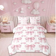 thumbnail image 1 of Manfei Pink Bowknot Kids 7-Piece Twin Bedding Sets,Dreamy Princess Style Girls Bedding Comforter Set For Women,Girly Bow Tie Bed Set Reversible, 1 of 7