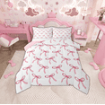 thumbnail image 1 of Manfei Pink Bowknot Ribbon Bedding Comforter Set,Cartoon Bow Tie Twin Comforter Sets,Princess White Pink Bedding Set For Girls,Microfiber Bedroom Decor Reversible,2-Piece, 1 of 8