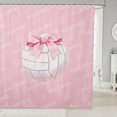 thumbnail image 1 of Manfei Pink Bowknot Shower Curtain 72Wx72L,3D Cartoon Volleyball Pattern Bathroom Curtain, 1 of 5