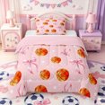 thumbnail image 1 of Manfei Pink Bowknot Twin Comforter Sets,3D Cartoon Basketball Pattern Bedding Set,Pink Reversible,2pcs,1 Comforter and 1 Pillowcase, 1 of 7