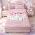 thumbnail image 1 of Manfei Pink Bowknot Zipper Twin Comforter Sets with Fitted Sheet and 2 Pillowcases,3D Cartoon Volleyball Pattern Zipper Bedding Set,Pink Reversible,4 Pieces, 1 of 7