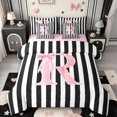 thumbnail image 1 of Manfei Pink Bows Monogrammed R 7-Piece King Bedding,Geometric Lines Art King Bed in a Bag,Pink Reversible, 1 of 7
