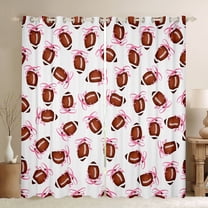 Manfei Pink Bowtie Ribbon Black Out Curtains,Rugby Sport Game Curtains Pack of 2 (42x63 Each),Boys Football Lovers Bedroom Curtains For Boy Girl,Microfiber Bedroom Decor