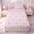 thumbnail image 1 of Manfei Pink Bowtie Zipper Queen Comforter Set with Fitted Sheet and 2 Pillowcases,Geometric Lines Art Zipper Bedding Set,Pink Reversible,4-Piece, 1 of 7