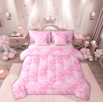 thumbnail image 1 of Manfei Pink Butterfly Bedding Comforter Set 7 Pieces for Teen, Garden Floral Full Bedding Set, Modern Fashion Reversible Fitted Sheet Flat Sheet, Lightweight Room Decor, 1 of 7