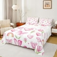 thumbnail image 1 of Manfei Pink Butterfly Full Size Sheets for Girls, Cute Rainbow Hearts Bed Sheets, Chic Flower Floral Sheet Sets, Ultra Soft Home Decor 4 Pieces, 1 of 7