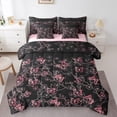 thumbnail image 1 of Manfei Pink Butterfly Print Bedding Comforter Set 7pcs, Romantic Blossoms Flower Queen Bedding Sets, Vintage French Style Reversible Queen Sheet Sets, Lightweight Room Decor, 1 of 7