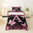thumbnail image 1 of Manfei Pink Butterfly Twin Sheets,Girls Personalized Letter A Bedding,3-Piece, 1 of 6