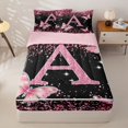 thumbnail image 1 of Manfei Pink Butterfly Zipper Twin Comforter Sets with Fitted Sheet and 2 Pillowcases,Girls Personalized Letter A Zipper Bedding Set,Pink Reversible4pcs, 1 of 8