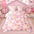 thumbnail image 1 of Manfei Pink Cartoon Floral 7-Piece Twin Bedding Sets,Rustic Flower Bedding Comforter Set,Cute Daisy Sheet Sets For Children,Super Cozy Room Decor Reversible, 1 of 9