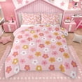 thumbnail image 1 of Manfei Pink Cartoon Floral Full Size Comforter Sets,Rustic Flower Bedding Comforter Set,Cute Daisy Bedding Sets For Children,Super Cozy Room Decor Reversible,3 Pieces, 1 of 9
