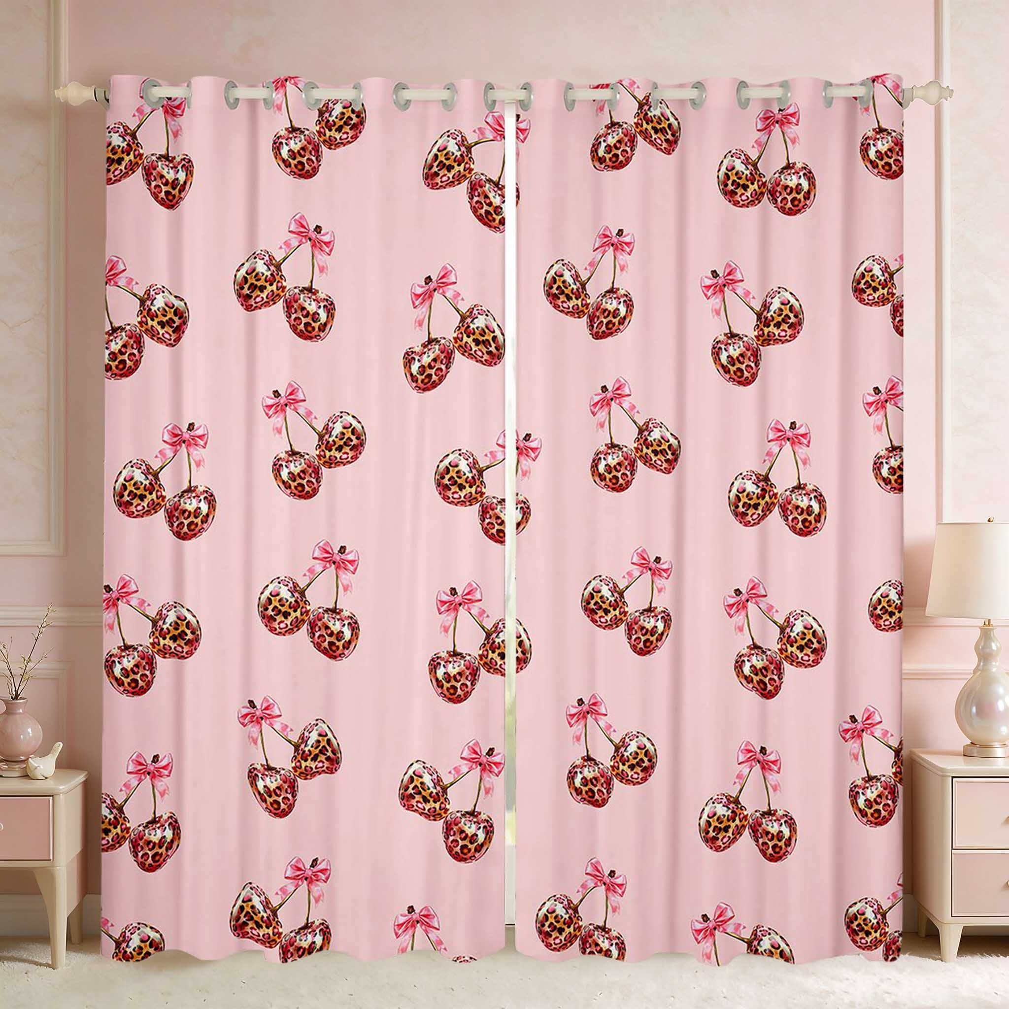 Packing List Printable Manfei Pink Cherry Print Blackout Curtains, Spotted Fruit Dots Curtains ...