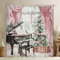 thumbnail image 1 of Manfei Pink Christmas Tree Black Out Curtains for Kids, Cartoon Princess Curtains Pack of 2 (42x63 Each), Western Retro Piano Bedroom Curtains, Curtains Blackout Room Decor, 1 of 6