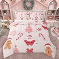 thumbnail image 1 of Manfei Pink Christmas Tree Full Size Comforter Sets,Cute Santa Claus Bedding Comforter Set,Brown Gingerbread Man Bedding Sets For Girl Boy,Ultra Soft Home Decor Reversible,3-Piece, 1 of 8