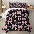 thumbnail image 1 of Manfei Pink Coquette Bow Bed Spread Queen For Girls,Cute Polka Dot Bowknot Queen Coverlet Set For Kids,3 Pieces, 1 of 7