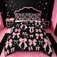 thumbnail image 1 of Manfei Pink Coquette Bow Full Size Comforter Sets For Girls,Cute Polka Dot Bowknot Bedding Sets For Kids,Black Reversible,3 Pieces, 1 of 7