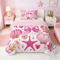 thumbnail image 1 of Manfei Pink Coquette Bow Twin Comforter Sets for Girls, Cute Rainbow Seashell Bedding Set, Pink Reversible 2pcs, 1 Comforter and 1 Pillowcase, 1 of 6