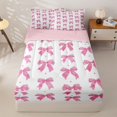 thumbnail image 1 of Manfei Pink Coquette Bow Zipper Full Size Comforter Sets with Fitted Sheet and 2 Pillowcases For Girls,Dreamy Princess Style Bowknot Zipper Bedding Set For Kids,Pink Reversible,4 Pieces, 1 of 7