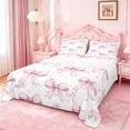 thumbnail image 1 of Manfei Pink Coquette Bowknot Bed Sheets For Kids,Rustic Plant Flowers King Sheets For Girls,4pcs, 1 of 6