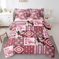 thumbnail image 1 of Manfei Pink Cowgirl Cowboy Bedding Comforter Set 7pcs, Western Boho Aztec Queen Bedding Sets, Rustic Cow Print Reversible Queen Sheet Sets, Super Cozy Room Decor, 1 of 7