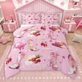 thumbnail image 1 of Manfei Pink Cowgirl Party Bedding Comforter Set, Kawaii Princess Boots Twin Comforter Sets, Cartoon Stars Print Reversible Bedding Set, Luxury Bedroom Decor, 2pcs, 1 of 9