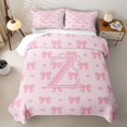 thumbnail image 1 of Manfei Pink Cute Bow Quilt Full For Girls,Cartoon 3D Letter Z Monogram Full Bedspread Sets,3-Piece, 1 of 7
