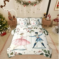 Manfei Pink Dance Girls Twin Bedding Sets 7-Piece, Ancient Princess Prince Bedding Comforter Set, Merry Christmas Festival Reversible Sheet Sets, Ultra Soft Home Decor
