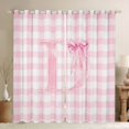 thumbnail image 1 of Manfei Pink Dreamy Bowknot Initial D Blackout Curtains,Classic Grid Geometric Window Curtains Pack of 2 (38x45 Each), 1 of 6