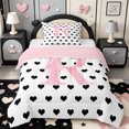 thumbnail image 1 of Manfei Pink Dreamy Bowtie Twin Comforter Sets,Cartoon Monogrammed R Print Bedding Set,Pink Reversible,2pcs,1 Comforter and 1 Pillowcase, 1 of 7