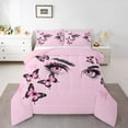 thumbnail image 1 of Manfei Pink Eyes King Size Comforter Sets,Kawaii Butterflies Bedding Comforter Set,Dreamy Fairy Tale Bedding Set For Girls Boys,Ultra Soft Home Decor Reversible,3-Piece, 1 of 8